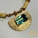 Naszyjnik Premium z chryzoprazu i pirytu z zawieszką z oliwinu