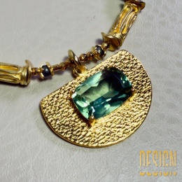 Naszyjnik Premium z chryzoprazu i pirytu z zawieszką z oliwinu