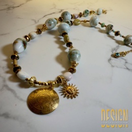 Naszyjnik Solaris Antiqua – jaspis krajobrazowy, srebro złocone 24k