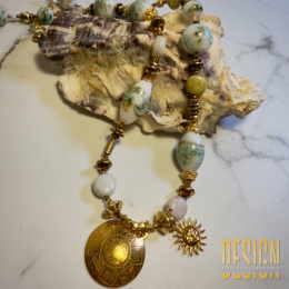 Naszyjnik Solaris Antiqua – jaspis krajobrazowy, srebro złocone 24k