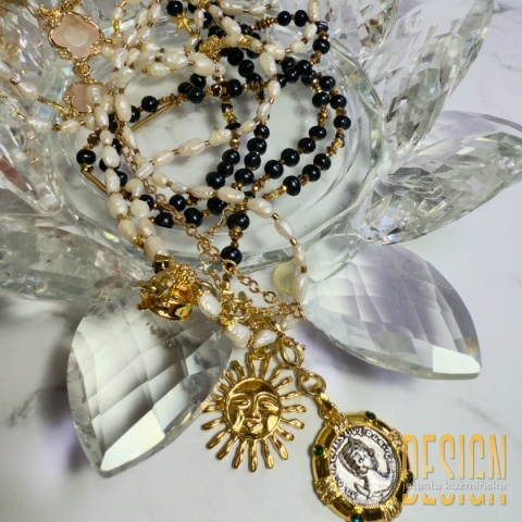 Naszyjnik perły premium ze Słońcem 134 cm