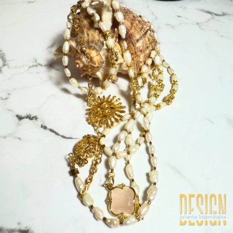 Naszyjnik perły premium ze Słońcem 134 cm