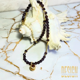 Naszyjnik z ametystów z ażurową zawieszką | srebro pozłacane 24 k | Kuźmińska Design