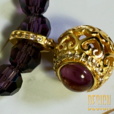 Naszyjnik z ametystów z ażurową zawieszką | srebro pozłacane 24 k | Kuźmińska Design