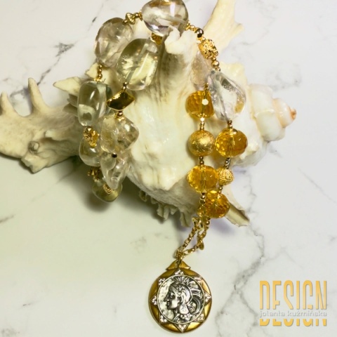 Naszyjnik z cytrynów Unikat 1/1 | Srebro złocone 24k