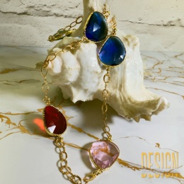 Naszyjnik z kolorowego szkła w srebrze złoconym 24k | Kuźmińska Design