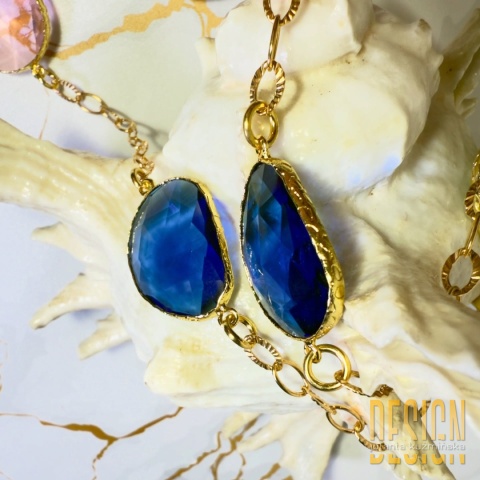 Naszyjnik z kolorowego szkła w srebrze złoconym 24k | Kuźmińska Design