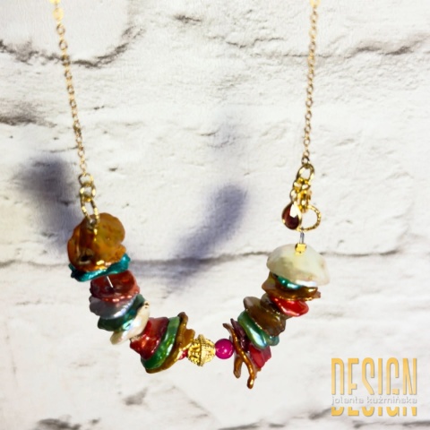 Naszyjnik z kolorowych pereł Biwa – srebro pozłacane 24K, 48 cm | Kuźmińska Design