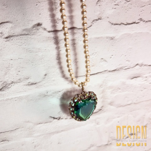 Naszyjnik z pereł porcelanowych 20–30 • Odpinane serce vintage • Kolekcja Titanic • Unikat 1/1