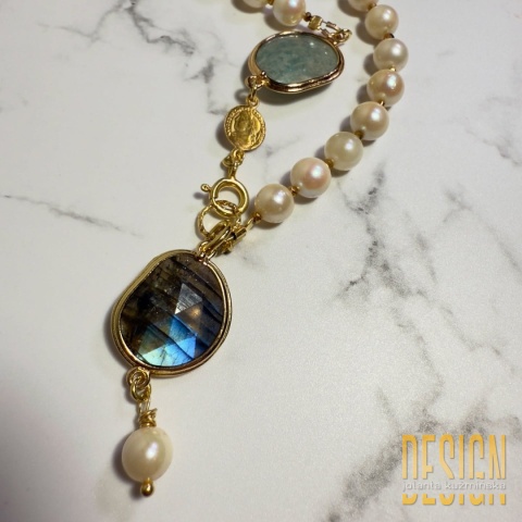 Naszyjnik z pereł z labradorytem i amazonitem Kuźmińska Design