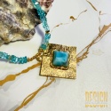 Naszyjnik z topazów i larimaru – srebro pozłacane 24K | Biżuteria Premium Kuźmińska Design