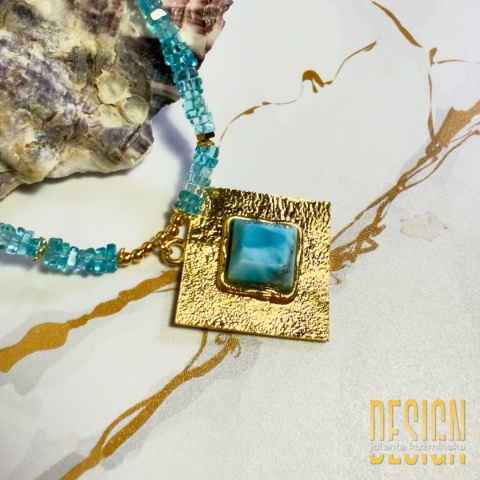 Naszyjnik z topazów i larimaru – srebro pozłacane 24K | Biżuteria Premium Kuźmińska Design