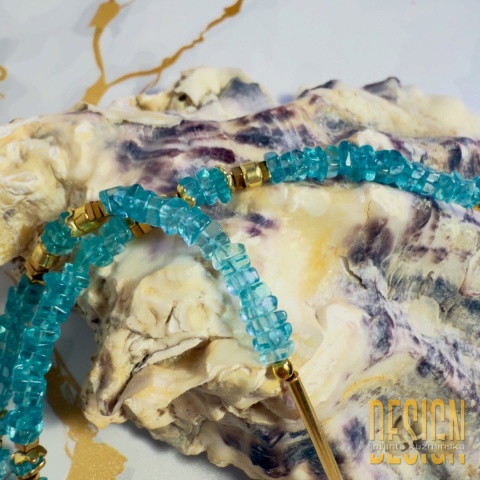 Naszyjnik z topazów i larimaru – srebro pozłacane 24K | Biżuteria Premium Kuźmińska Design