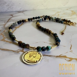Naszyjnik z turkusu indyjskiego z antyczną zawieszką cesarza | Kolekcja Antiqua | Kuźmińska Design