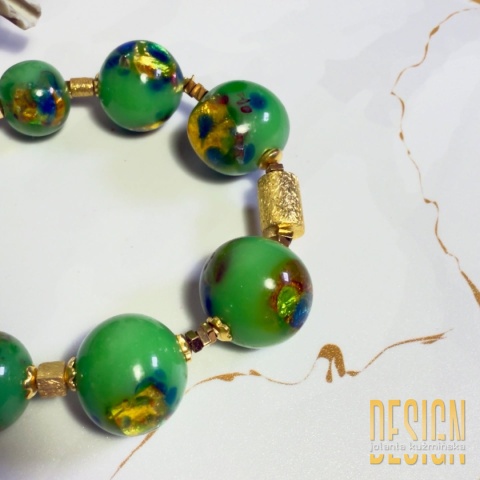 Naszyjnik z włoskiego szkła Murano w odcieniach zieleni | Srebro złocone 24K | Kuźmińska Design