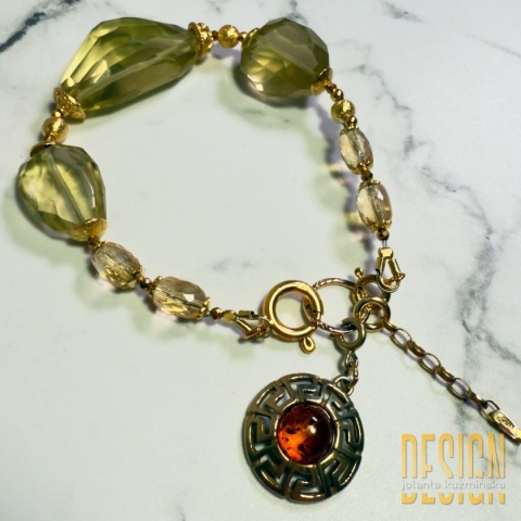 Unikatowa bransoletka z cytrynów – srebro złocone 24K | Kuźmińska Design