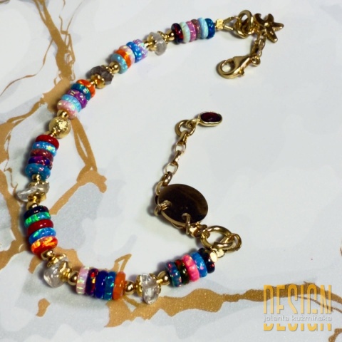 Unikatowa bransoletka z opali i herkimerów | jeden egzemplarz | Kuźmińska Design