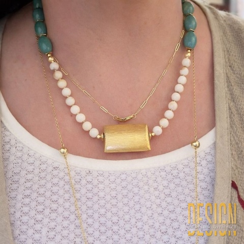 Unikatowy naszyjnik amazonit i kamień księżycowy | Srebro złocone 24k |