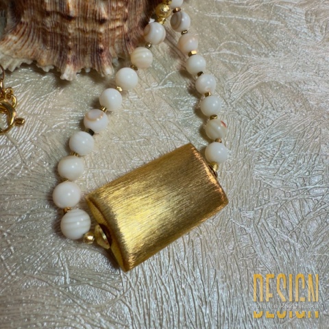 Unikatowy naszyjnik amazonit i kamień księżycowy | Srebro złocone 24k |