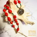 Unikatowy naszyjnik z czerwonego koralu z antyczną monetą – Unikat 1/1 | Kuźmińska Design