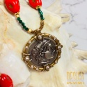 Unikatowy naszyjnik z czerwonego koralu z antyczną monetą – Unikat 1/1 | Kuźmińska Design