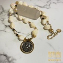 Unikatowy naszyjnik z naturalnej muszli i czarnego agatu – moneta | srebro złocone 24k