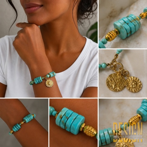 Bransoletka Turkus – Charms Słońce | Kuźmińska Design