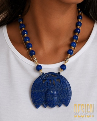 Naszyjnik Egipt z Lapis Lazuli – Skarabeusz | Biżuteria Epok | Kuźmińska Design