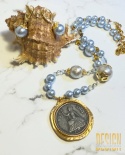 Naszyjnik z pereł porcelanowych w odcieniu błękitu – topaz Blue