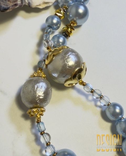 Naszyjnik z pereł porcelanowych w odcieniu błękitu – topaz Blue