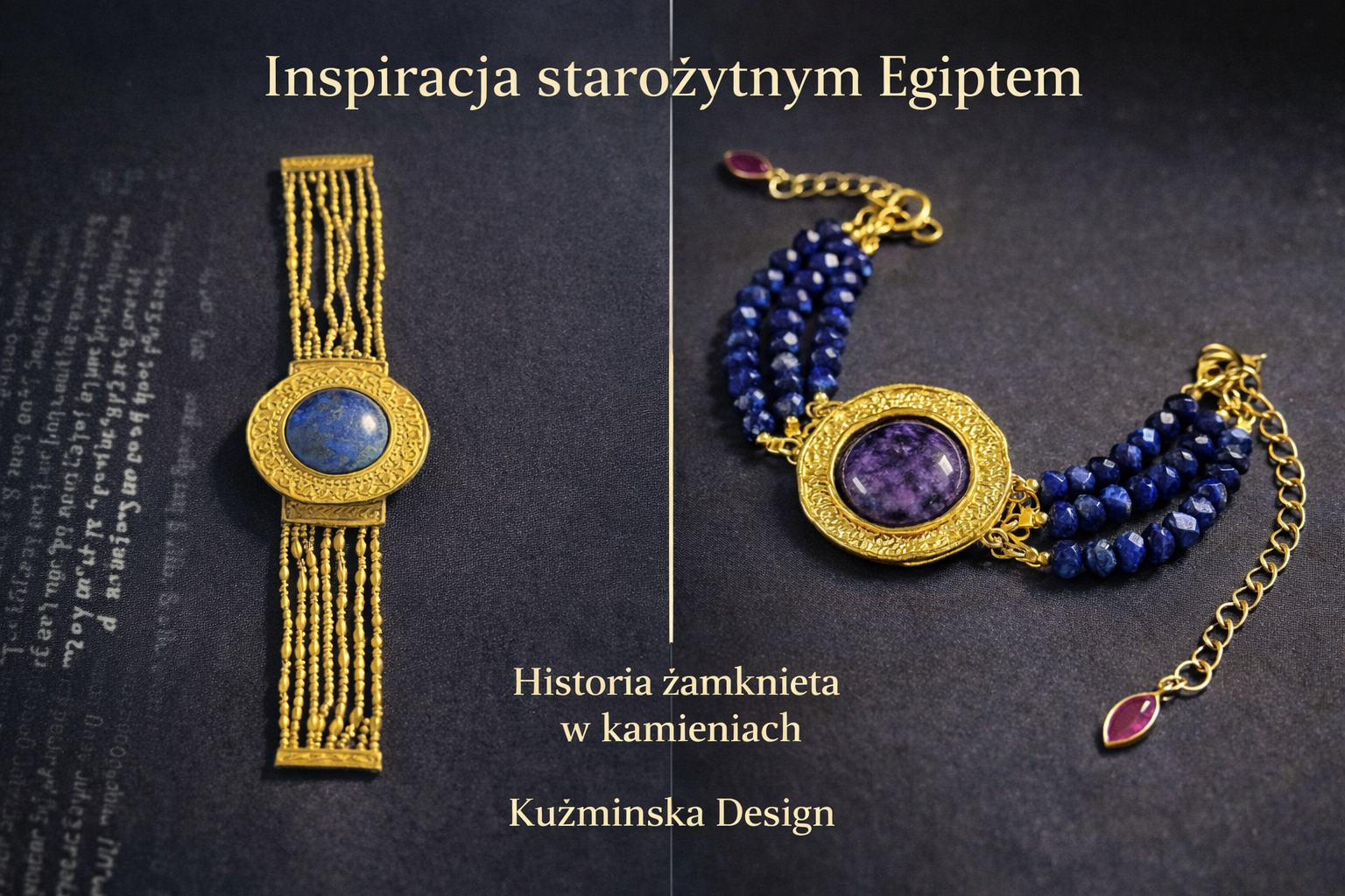Bransoletka inspirowana starożytnym Egiptem – lapis lazuli i czaroit w biżuterii unikatowej